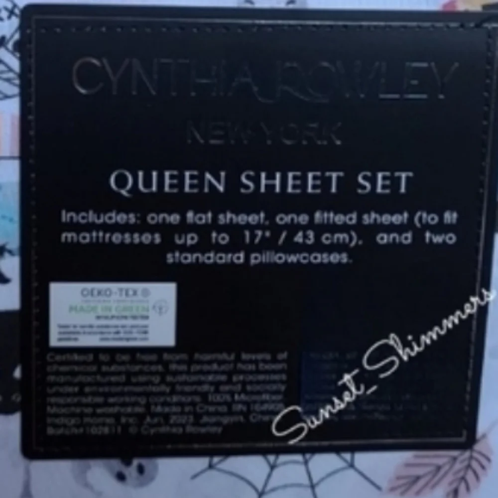 4pc CYNTHIA ROWLEY Pastel Halloween QUEEN Sheet Set Pumpkin Owl Cat Skull New